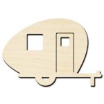 Vintage Camper Trailer Laser Cut Out Unfinished Wood Shape Craft Supply