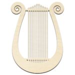 Lyre Musical Instrument Laser Cut Out Unfinished Wood Shape Craft Supply