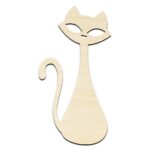 Cat Retro Mid Century Art Laser Cut Out Unfinished Wood Shape Craft Supply