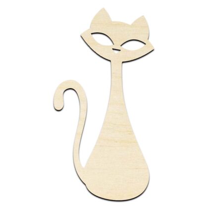 Cat Retro Mid Century Art Laser Cut Out Unfinished Wood Shape Craft Supply