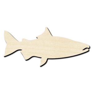 Salmon Fish Laser Cut Out Unfinished Wood Shape Craft Supply