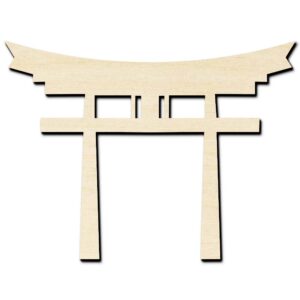 Japanese Torii Gate Laser Cut Out Unfinished Wood Shape Craft