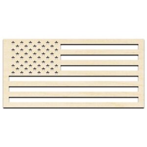 American Flag Laser Cut Out Unfinished Wood Shape Craft