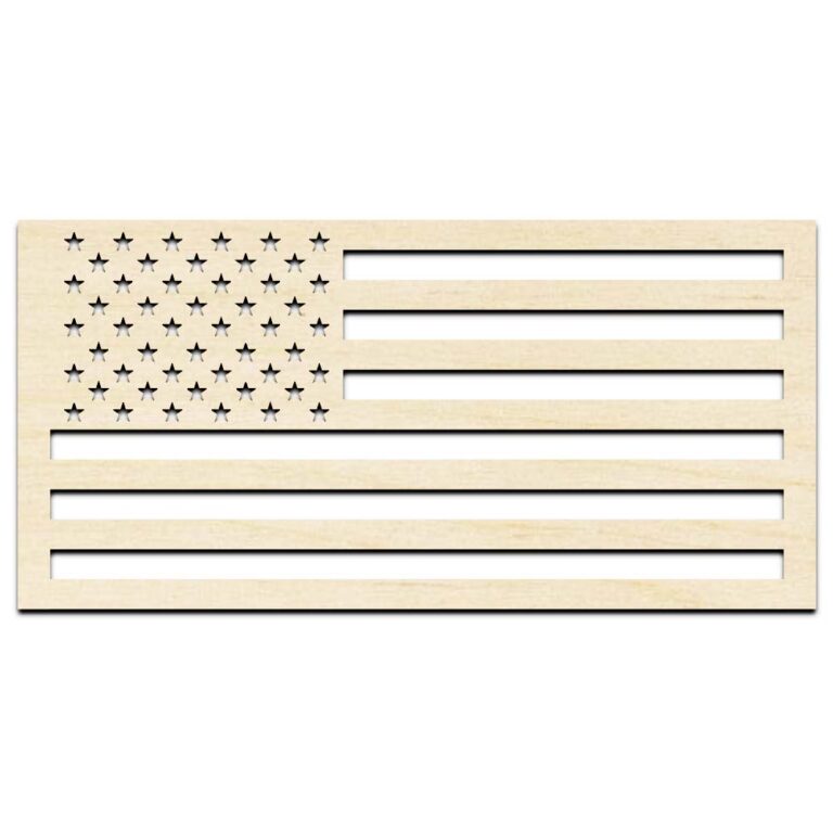 American Flag Laser Cut Out Unfinished Wood Shape Craft