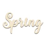 Spring Word Text Laser Cut Out Unfinished Wood Shape Craft