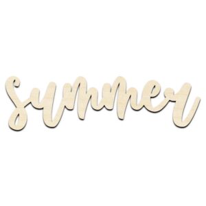 Summer Word Text Laser Cut Out Unfinished Wood Shape Craft Supply