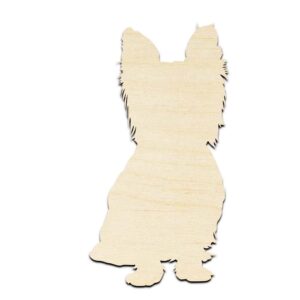 Yorkshire Terrier Yorkie Dog Puppy Laser Cut Out Unfinished Wood Shape Craft Supply