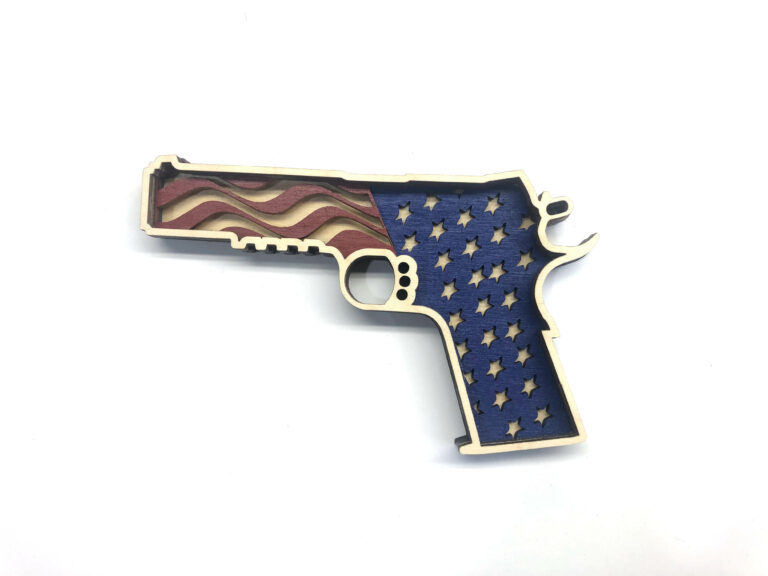 1911 Hand Gun American Flag Laser Cut Kit or Finished Wall Hanging