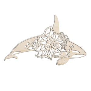 Orca Killer Whale Flowers Mandela Laser Cut Out Unfinished Wood Shape