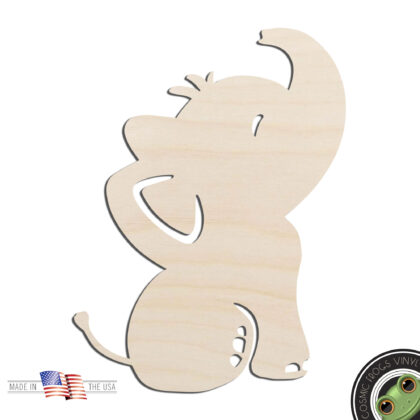 Baby Elephant #1 Laser Cut Out Unfinished Wood Shape Craft Supply