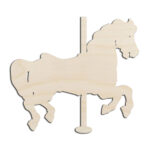 Horse Carousel Merry Go Round Laser Cut Out Unfinished Wood Shape Craft Supply