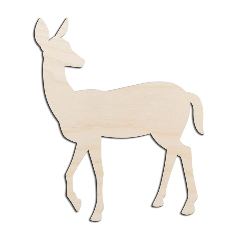 Deer Doe Laser Cut Out Unfinished Wood Shape Craft Supply