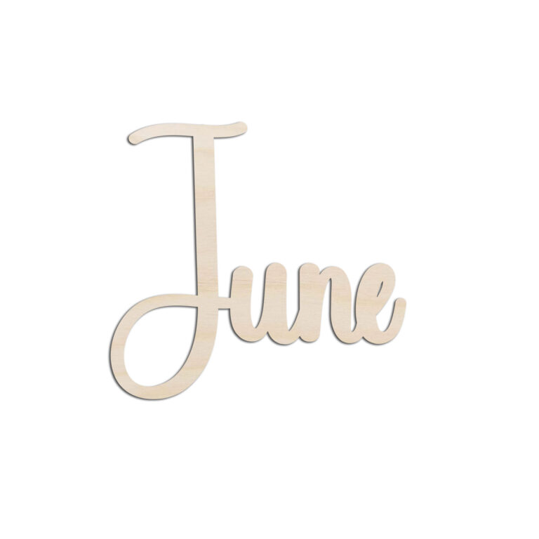 June Month Text Words Laser Cut Out Unfinished Wood Shape Craft Supply