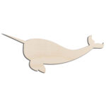 Narwhal Whale Laser Cut Out Unfinished Wood Shape Craft Supply