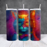 Smart Kitty Cat with Glasses and BowTie Colorful Stainless steel tumbler