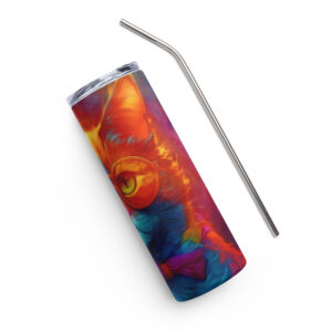 Smart Kitty Cat with Glasses and BowTie Colorful Stainless steel tumbler - Image 6
