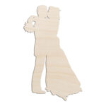 Bride and Groom Wedding Kissing Laser Cut Out Unfinished Wood Shape Craft Supply