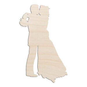 Bride and Groom Wedding Kissing Laser Cut Out Unfinished Wood Shape Craft Supply