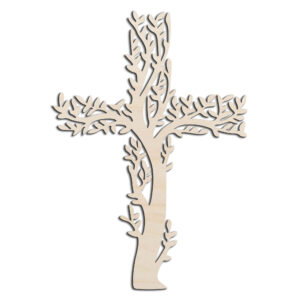 Tree Cross Shape Laser Cut Out Unfinished Wood Shape Craft Supply