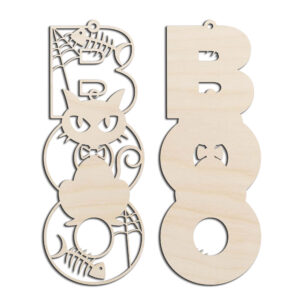Halloween Door Sign Boo Scary Cat Laser Cut Kit or Finished