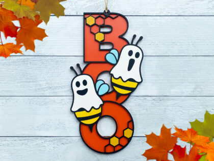 Halloween Door Sign Boo Bees Laser Cut Kit or Finished