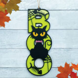 Halloween Door Sign Boo Scary Cat Laser Cut Kit or Finished