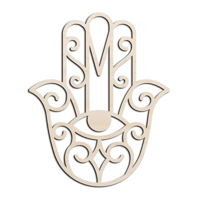 Hamsa Hand #2 Laser Cut Out Unfinished Wood Shape Craft Supply