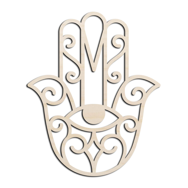 Hamsa Hand #2 Laser Cut Out Unfinished Wood Shape Craft Supply