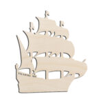 Sailing Ship Pirate Laser Cut Out Unfinished Wood Shape Craft Supply