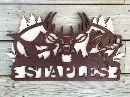 Outdoorsman Duck Buck Bass Hunting Fishing Welcome Door Sign Laser Cut Kit