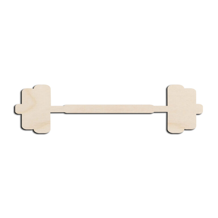 Barbell Weights Shape Laser Cut Out Unfinished Wood Shape Craft Supply