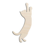 Cat Stretching #2 Laser Cut Out Unfinished Wood Shape Craft Supply