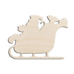 Santa Claus Sleigh Christmas Laser Cut Out Unfinished Wood Shape Craft Supply