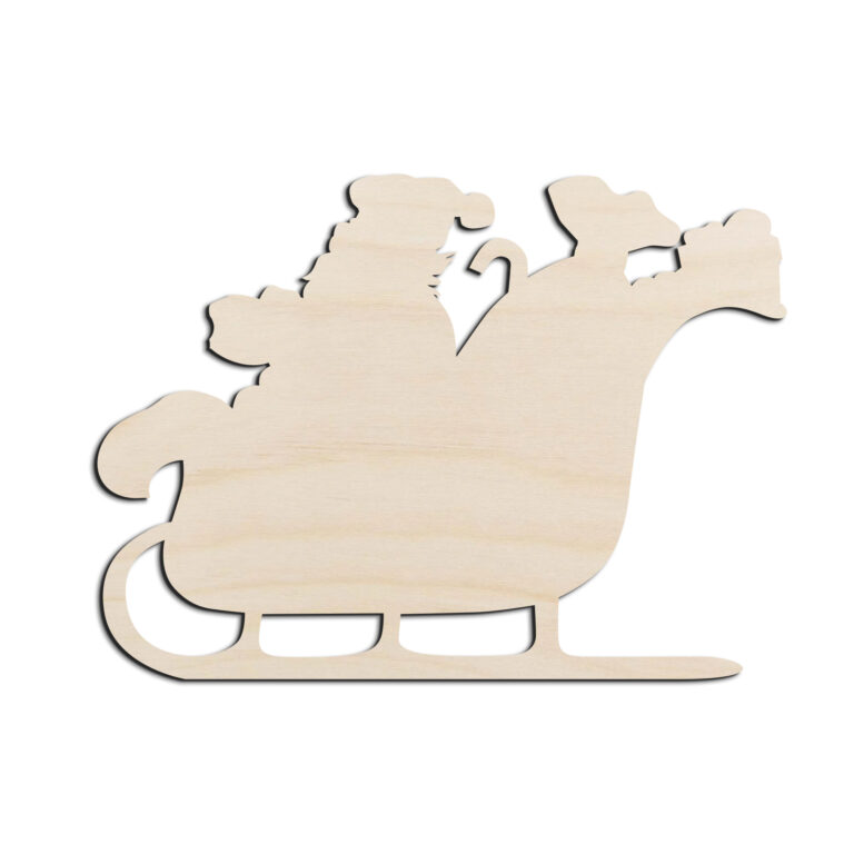 Santa Claus Sleigh Christmas Laser Cut Out Unfinished Wood Shape Craft Supply