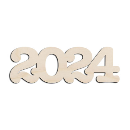 2024 Year Number Laser Cut Out Unfinished Wood Shape Craft Supply