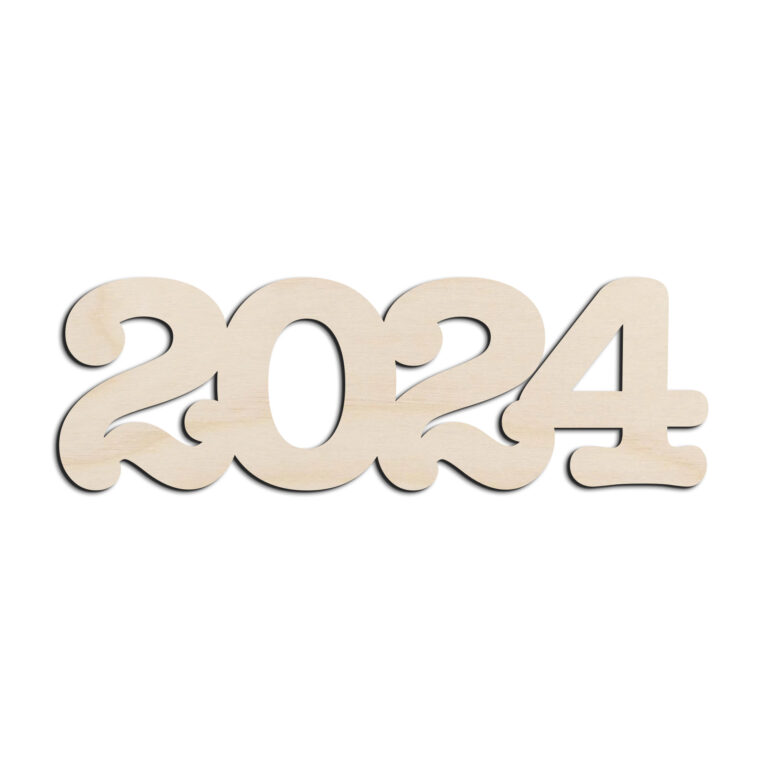 2024 Year Number Laser Cut Out Unfinished Wood Shape Craft Supply