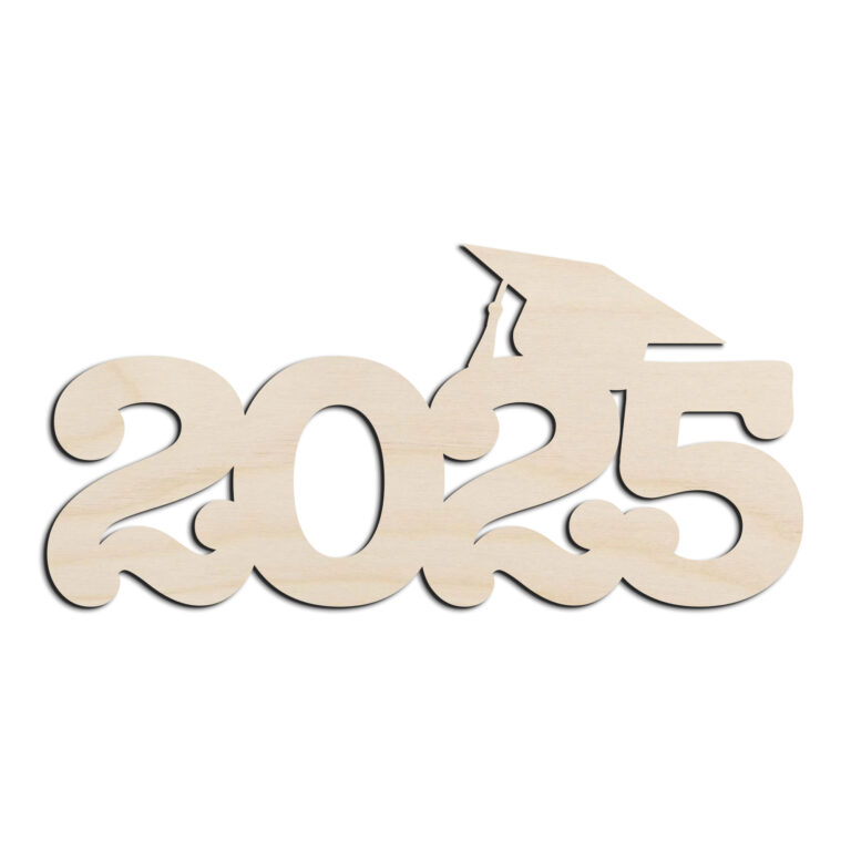 2025 Graduation Cap Laser Cut Out Unfinished Wood Shape Craft Supply