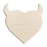 Heart with Horns Valentines Laser Cut Out Unfinished Wood Shape Craft Supply