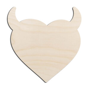 Heart with Horns Valentines Laser Cut Out Unfinished Wood Shape Craft Supply