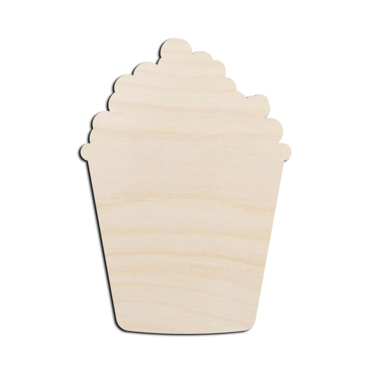 Popcorn Bucket Laser Cut Out Unfinished Wood Shape Craft Supply