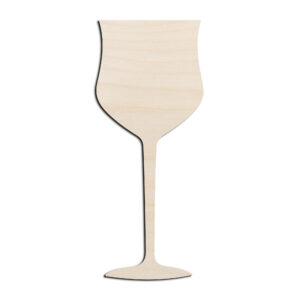 Rosé Wine Glass Laser Cut Out Unfinished Wood Shape Craft Supply