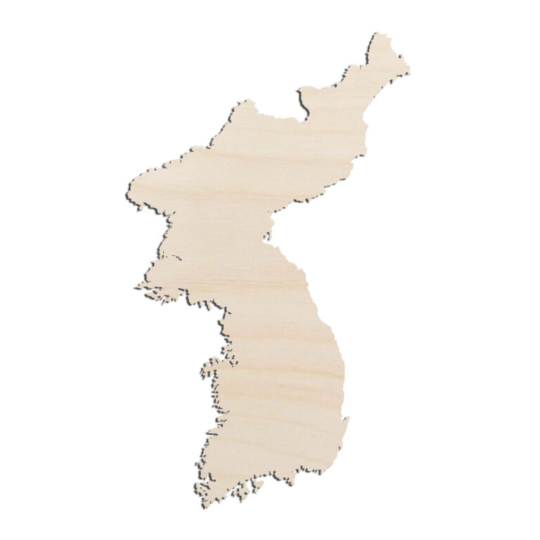 Korea North and South Country Laser Cut Out Unfinished Wood Shape Craft