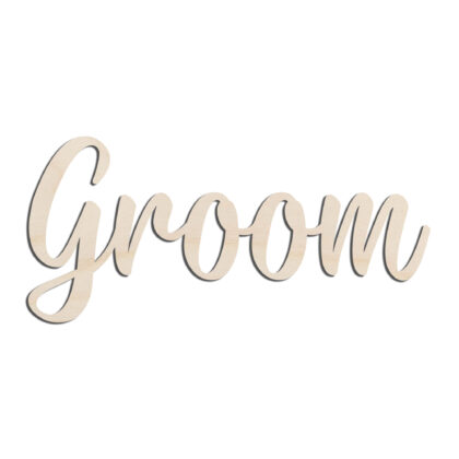 Groom Word text Laser Cut Out Unfinished Wood Shape Craft Supply