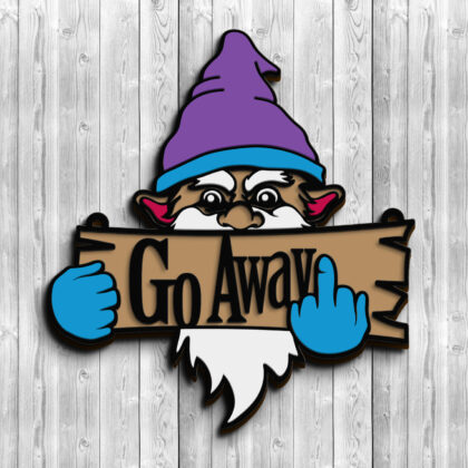 Gnome Go Away Middle Finger Door Sign Laser Cut Kit