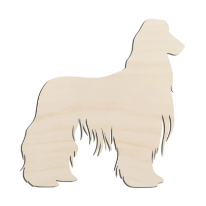 Afghan Hound Dog Puppy Laser Cut Out Unfinished Wood Shape Craft Supply