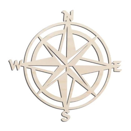 Compass Nautical Laser Cut Out Unfinished Wood Shape Craft Supply