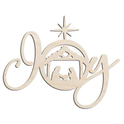 Joy Nativity Christmas Laser Cut Out Unfinished Wood Shape Craft Supply