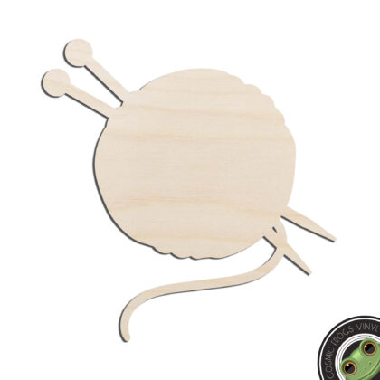 Ball of Yarn Knitting Needles Laser Cut Out Unfinished Wood Shape Craft Supply