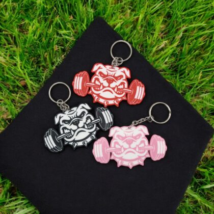 American Bully Barbell Keychain Backpack Charm Bulldog Lover 3D Printed Custom Colors