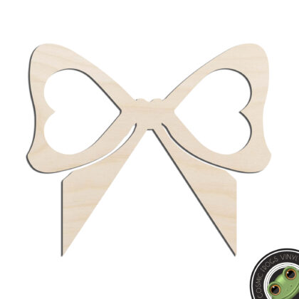 Ribbon Bow with Hearts #1 Laser Cut Out Unfinished Wood Shape Craft Supply